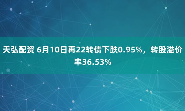 天弘配资 6月10日再22转债下跌0.95%，转股溢价率36.53%
